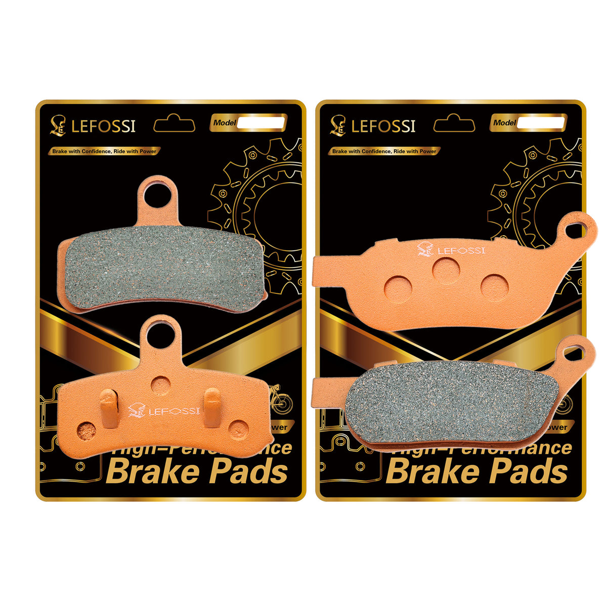 LE LEFOSSI Front Rear Brake Pads for Harley Davidson Fatboy Softail Deluxe Heritage Softail Classic, Street Bob, Dyna Wide Glide, Low Rider, Super Glide, Softail Slim, Carbon Fiber FA457 FA458